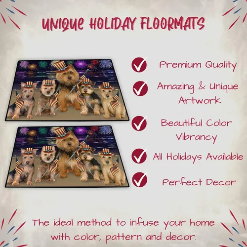 Vista 3 de Doggie of the Day Australian Terrier Dogs Floor Mat - 4th of July Independence Day - Best Dog Doormat - Protector Decor - Unique Portrait Art