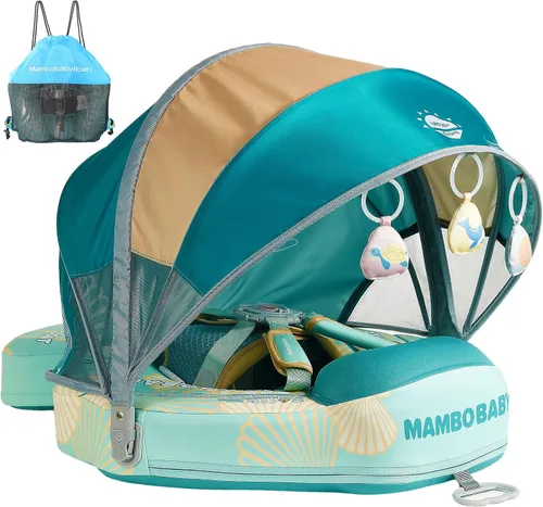 Vista 10 de Mambobaby Flotador con Cola para Bebé con Toldo, Flotador de Piscina Infantil, Entrenador de Natación para Bebés, Flotador de Agua sin Aire, Ángel