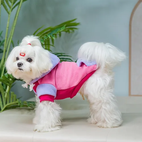 Vista 6 de PUPTECK Sudadera de forro polar con capucha para perro, ropa suave y cálida con capucha para perros pequeños y medianos, para otoño e invierno