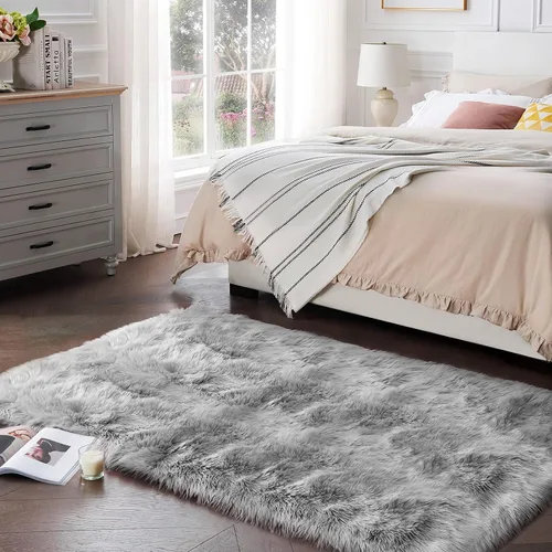 Vista 35 de Ciicool Alfombras de Piel de Oveja Sintética Suaves Alfombra de Piel Sintética Suave Beige Alfombra Esponjosa Funda para Silla y Sofá Alfombra