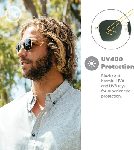 Vista 3 de Knockaround Mount Evans - Gafas de sol polarizadas estilo aviador cuadradas con protección UV400 completa