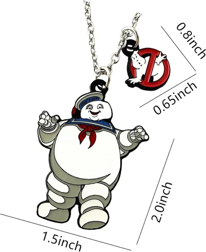 Vista 2 de PIEINA Ghostbuster stay puft malvavisco hombre horror collar regalos para hombres y mujeres, Zinc, No es una piedra preciosa