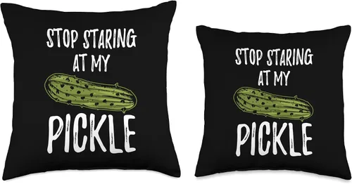 Vista 3 de The Stop Staring At My Pickle Shirt Store Company Stop Staring at My Pickle Shirt - Almohada sucia de Halloween, 16 x 16 pulgadas, multicolor