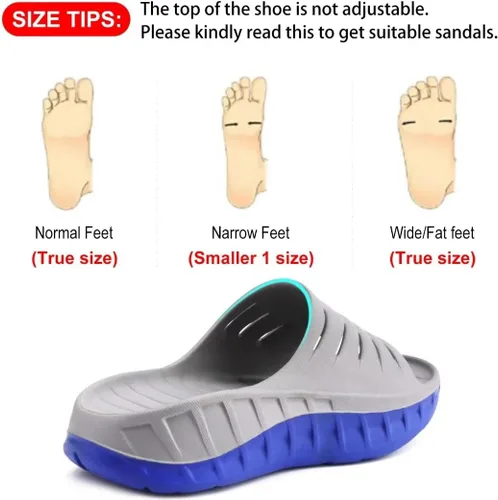 Vista 3 de GPOS Sandalias de recuperación deportiva para hombre, para fascitis plantar, gruesas, acolchadas, ligeras, cómodas, ortopédicas