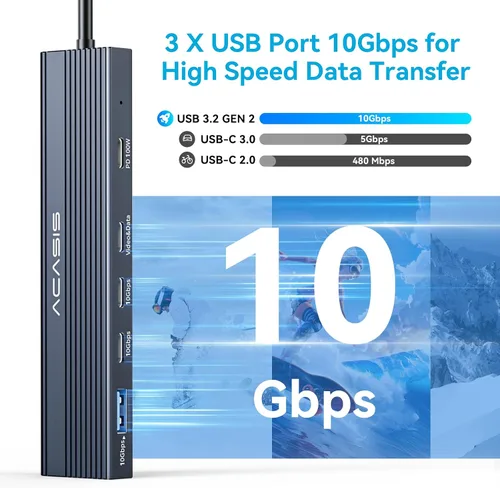 Vista 3 de ACASIS Divisor USB C con salida de video 4K a 60Hz, concentrador USB C de 10 Gbps, 1 salida de video USB C para monitor portátil, 3 USB C 10 Gbps