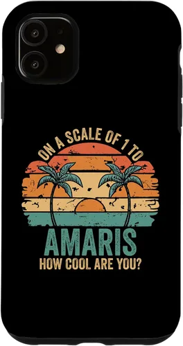 Vista 5 de Funda con nombre personalizado para iPhone 14 AMARIS para niñas retro