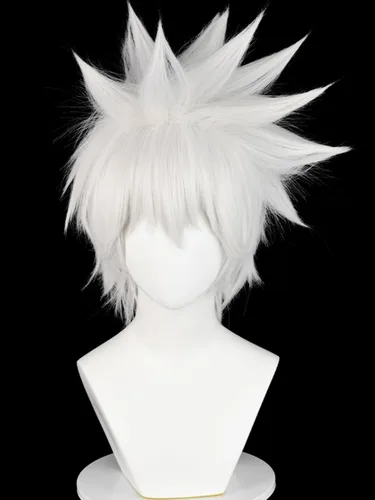Vista 27 de Peluca corta y recta de anime para cosplay de anime de 14 pulgadas, peluca