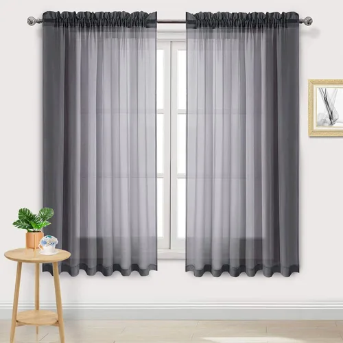 Vista 157 de DWCN Cortinas Transparentes Aqua de Voile Semitransparente con Bolsillo para Barra para Dormitorio y Sala de Estar, 36 x 36 pulgadas de Largo, Juego