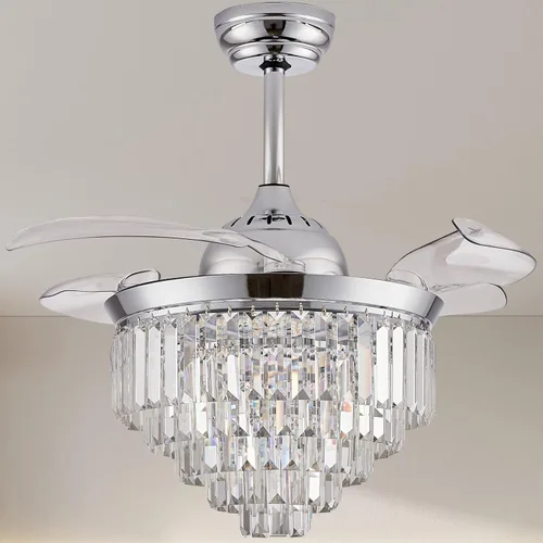 Vista 11 de Finktonglan Ventilador de techo de cristal dorado de 42 pulgadas con luz Dorado-42.1 in-2