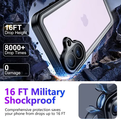 Vista 105 de Temdan - Funda impermeable diseñada para iPhone 12, protector de pantalla y cámara integrado IP68 bajo el agua, cuerpo completo, a prueba de caídas