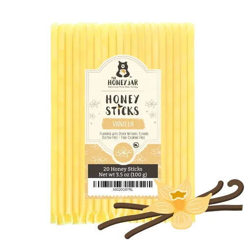 Vista 11 de The Honey Jar Palitos de miel con sabor a mora, pajitas de miel pura para el té, café o un placer saludable, una cucharadita de miel saborizada por