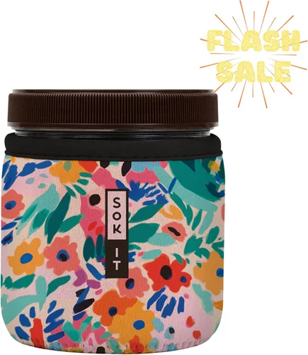 Vista 5 de Sok It IceCreamSok - Funda de neopreno aislada (flores abstractas, pintas de helado cónicas)