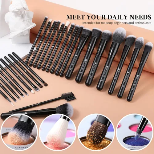 Vista 4 de DUcare Brochas de maquillaje profesionales 27 piezas + organizador de brochas de maquillaje DUcare