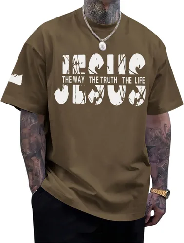 Vista 17 de Camisas de fe cristiana de Jesús para hombres, con versículo bíblico religioso, cruz religiosa, camiseta inspiradora, camisetas gráficas de gran