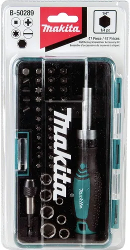 Vista 5 de Makita B-50289 Juego de trinquete y puntas de 47 piezas Surtido de brocas múltiples Mango de trinquete Cierre de precisión Acero duradero