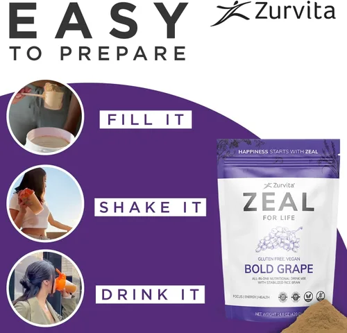 Vista 7 de Zurvita - Zeal for Life - Sabor a uva audaz - Suplemento nutricional diario para vitalidad, inmunidad y bienestar general - Bolsa de bienestar