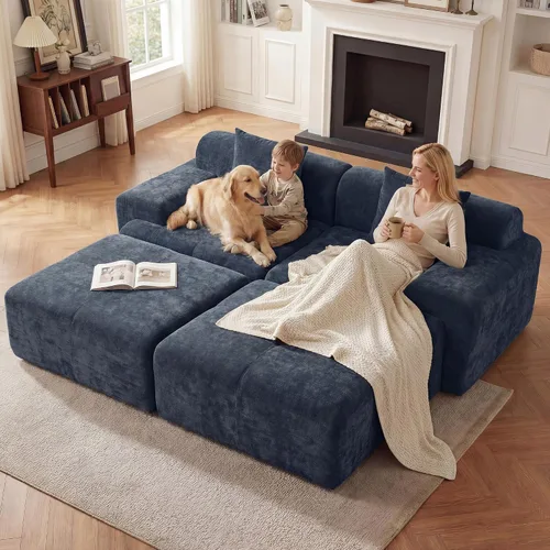 Vista 12 de Sofá modular de 84 pulgadas, sofá sin hueso de asiento profundo de Beige