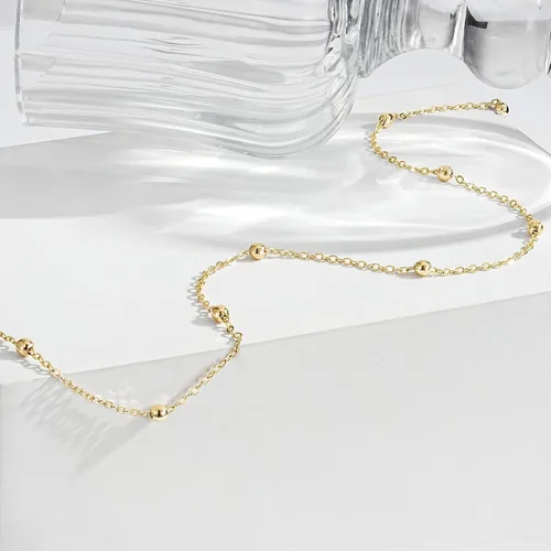 Vista 8 de MEVECCO Gargantilla Delicada de Cadena de Oro Collar Gargantilla de Oro de 14K Plateado Hecho a Mano Boho Lindo Pequeñas Cuentas con Eslabones