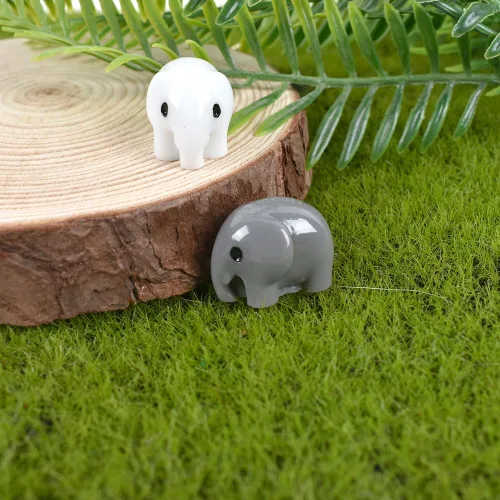 Vista 3 de Elefantes en miniatura, 60 piezas de figuras de elefantes, hadas, jardín, elefantes, resina, elefantes, musgo, paisaje, decoración, manualidades