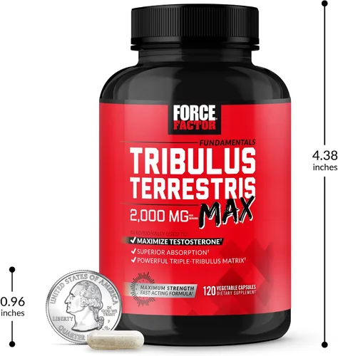 Vista 7 de Force Factor Tribulus Terrestris Max para hombres, refuerzo de testosterona y suplemento de vitalidad masculina, para absorción superior, 2000 mg