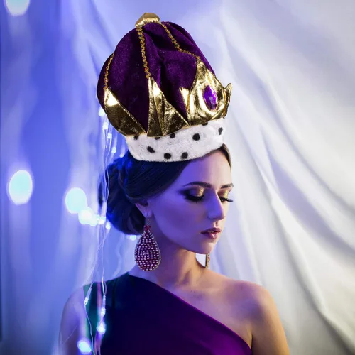 Vista 5 de Windy City Novelties - Sombrero de terciopelo púrpura Royal King Suministros de fiesta de Mardi Gras Juguete de corona para niños y adultos