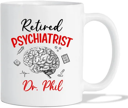 Vista 14 de Taza de café personalizada para psiquiatra jubilada, regalo para el abuelo y la abuela, "A Truly Great Psychiatist Is Hard To Find Difficult To Part