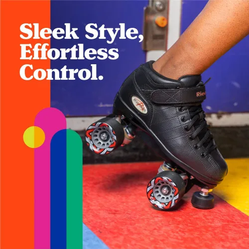 Vista 6 de Riedell Skates R3 patines Ultra-Durable, Sonar Cayman Wheels, Nylon Plate, Precision Fit, Roller Skates, ABEC-5 Bearings, Velcro Cinch Strap