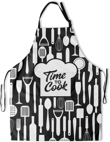 Vista 26 de Delantal impreso delantales de pintura de poliéster con bolsillo para cocinar cocina a la parrilla adultos