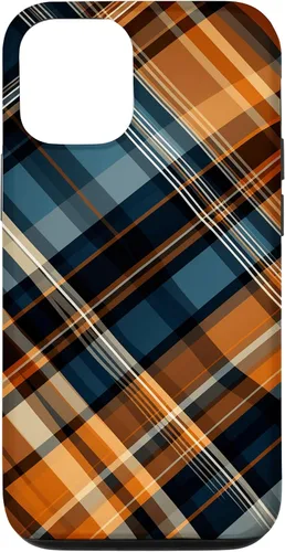 Vista 26 de Funda para iPhone 16 Navy Black and Orange Plaid Halloween Otoño Calabazas