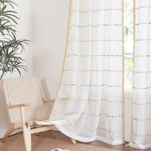Vista 43 de KGORGE Cortinas opacas para sala de estar, aislamiento térmico, cortinas insonorizadas y cortinas estilo rústico estilo bohemio para cocina