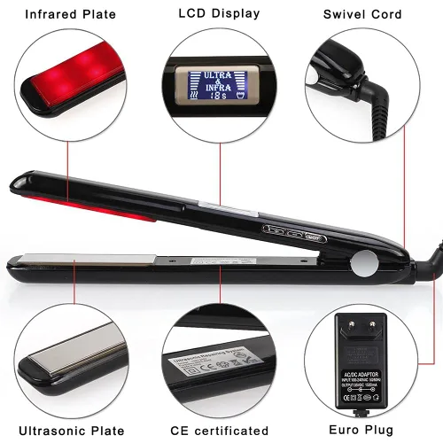 Vista 2 de Herramienta profesional para recuperar el cabello dañado con plancha ultrasónica para el cuidado del cabello por infrarrojos, plancha plana fría