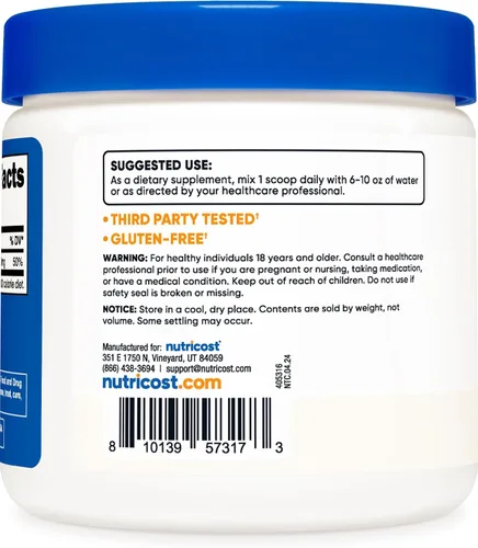 Vista 4 de Nutricost Citrato de magnesio en polvo (sin sabor, 8.82 oz)