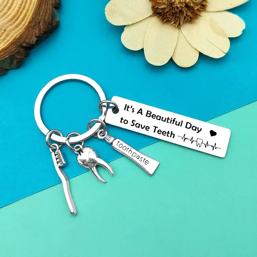 Vista 4 de Regalos para dentistas, llavero de dentista, regalos para hombres y mujeres, regalos divertidos para higienistas dentales, regalo de dentista