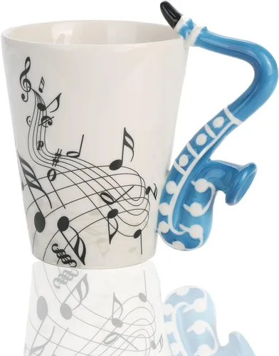 Vista 9 de Tazas de café con música de violín de 12.9 onzas, notas musicales, bebida, té, leche, taza de café, taza de música de cerámica, regalo para amigos