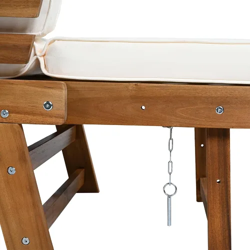 Vista 7 de Harper & Bright Designs Sofá convertible al aire libre con reposabrazos ajustable, sofá de madera maciza para patio con cojines, acabado Acabado