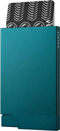 Vista 11 de VULKIT Tarjetero desplegable minimalista para tarjetas de crédito, bloqueo RFID, funda delgada de metal para hombres o mujeres (negro)