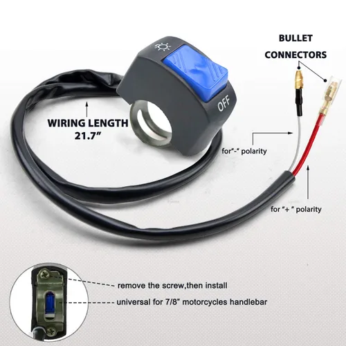 Vista 6 de 1 pieza de interruptor de manillar de motocicleta, botón de encendido y apagado, parte de ajuste para luz de motocicleta LED U5 U7 U2, interruptor