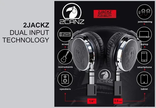 Vista 2 de 2CANZ Auriculares profesionales con cable para DJ, controladores de neodimio de 1.969 in, parte trasera cerrada, almohadillas de felpa Comfrasoft