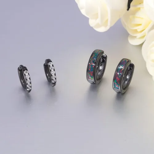 Vista 95 de CiNily Aretes Huggie de ópalo con bisagras, chapados en oro, hipoalergénicos, pequeños aretes de aro para mujeres, adolescentes, niñas, hombres