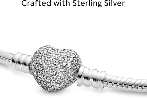 Vista 4 de Pulsera plateada de mujer Pandora 590727cz-18 Pave con forma de corazón