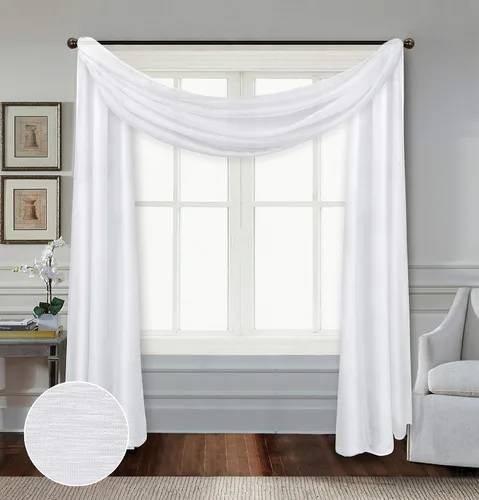 Vista 3 de Doli Sheer - Panel de cortina con filtro de luz para ventana de dormitorio (solo bufanda transparente, negro)