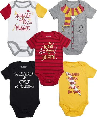 Vista 7 de Harry Potter Body de manga corta para bebé, paquete múltiple de regalo para bebé niña o niño, ropa de bebé
