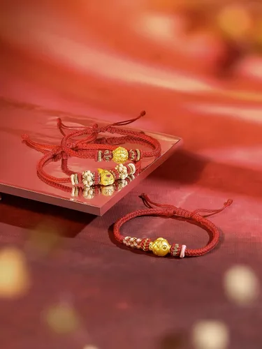 Vista 8 de ZHOU LIU FU 24K Solid Gold Bracelet Luck Fish Real Gold Charm Bracelet Adjustable Jewelry Braided Bracelet for Women Teens Girls