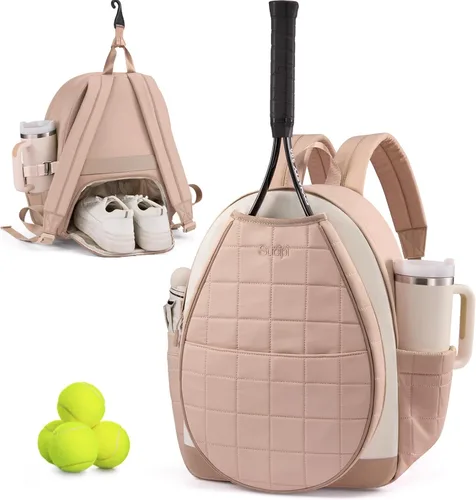 Vista 14 de Sucipi Bolsas de tenis para mujeres, Mochila bolsa acolchada para raqueta de tenis para raqueta de tenis, palas de pickleball, bádminton