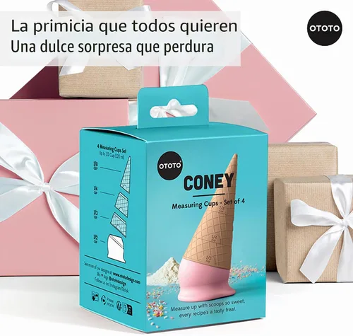 Vista 7 de OTOTO Coney - Juego de tazas medidoras de helado – Juego de tazas medidoras de plástico desmontables para hornear y cocinar, bonitas tazas medidoras