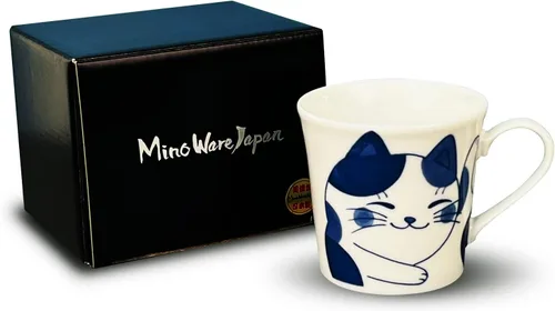 Vista 7 de Taza de cerámica japonesa con caja de regalo, serie de tazas de té Nekochigura, 10 onzas líquidas, taza de café japonesa Yunomi Pottery, taza