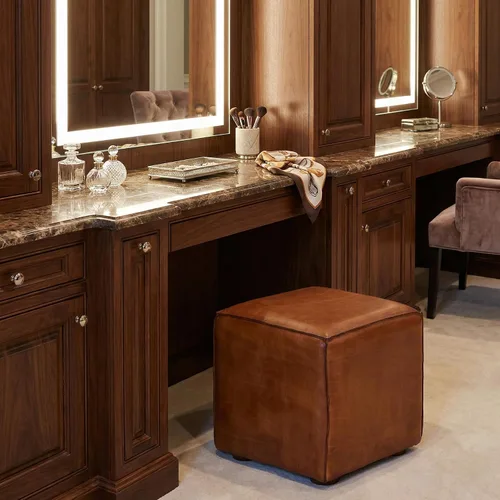 Vista 7 de Bare Decor Sands - Cubo otomano de piel auténtica, color marrón