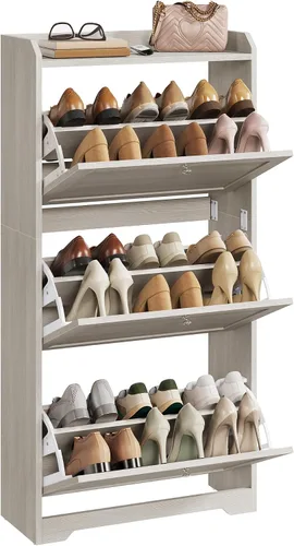 Vista 14 de VASAGLE Armario para zapatos con 2 cajones abatibles, capacidad para hasta Divisores ajustables y extraíbles, entrada, 31.5 x 9.4 x 40.2 pulgadas