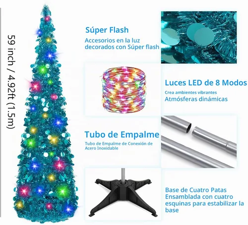 Vista 6 de N&T Nieting - Árbol de Navidad de oropel Azul