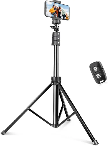 Vista 14 de SENSYNE Trípode de teléfono de 62 pulgadas y palo para selfie, soporte extensible para teléfono celular con control remoto inalámbrico y soporte